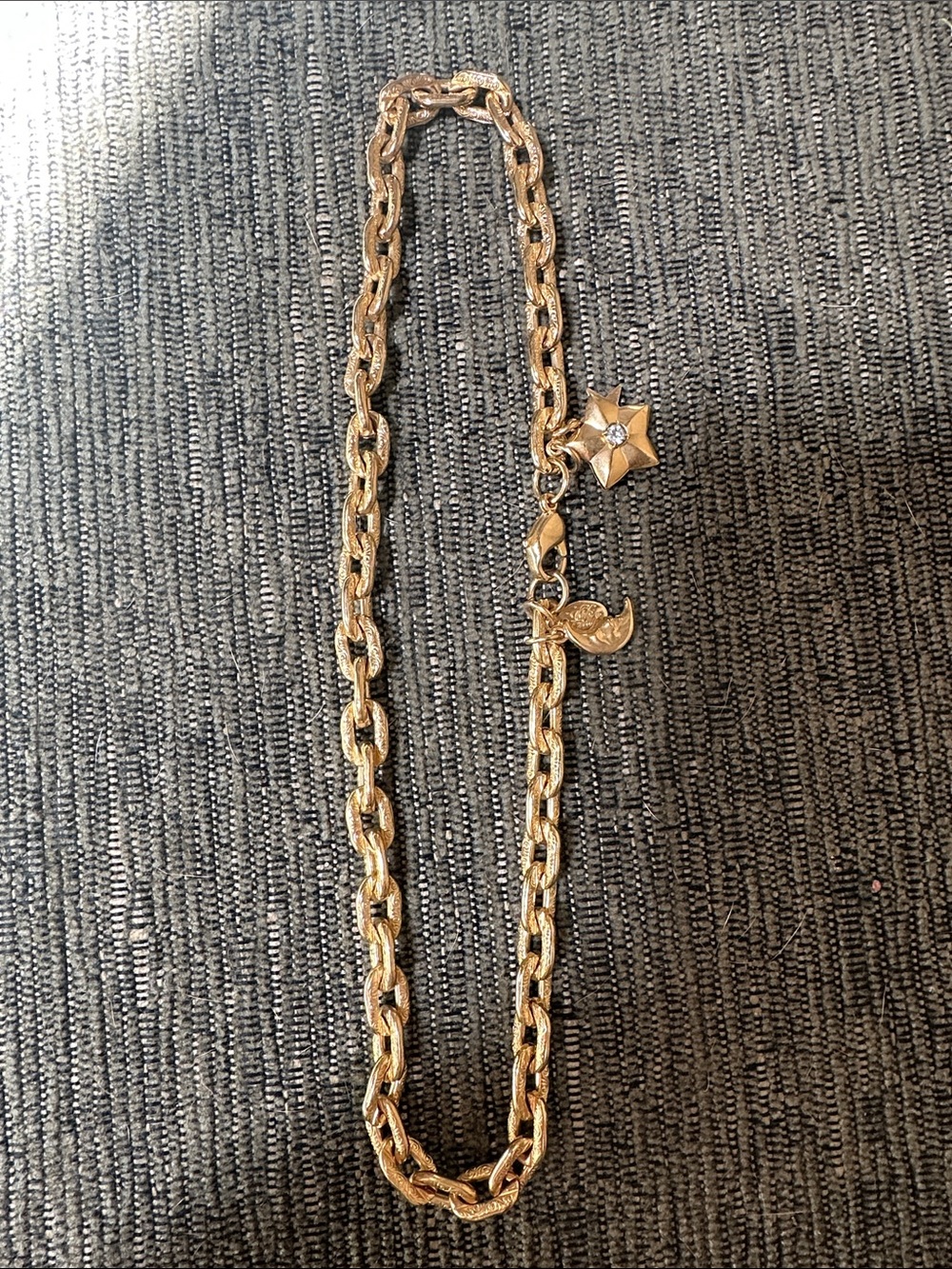 Kirks Folly Gold Tone Etched Link Necklace